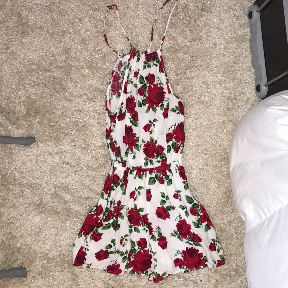 h&m rose print romper